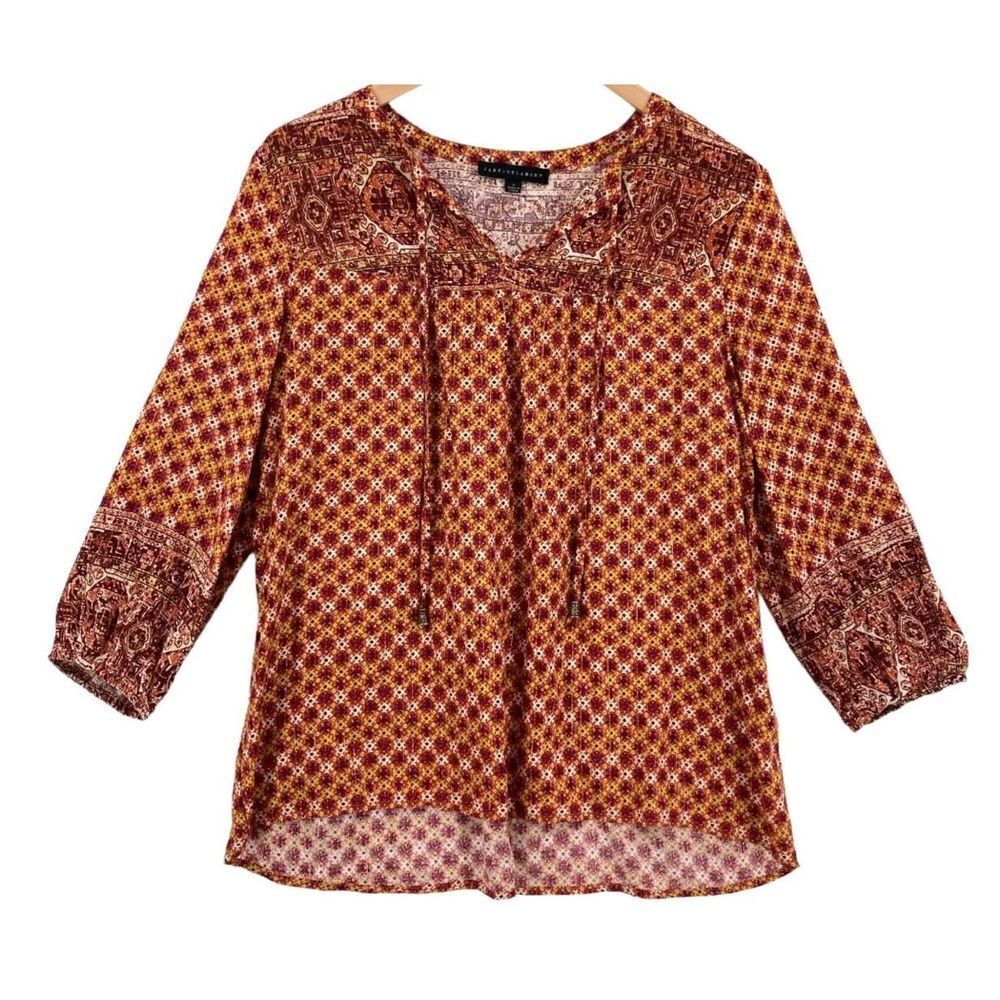 Jane and Delancey Women's size small Multicolor V-Neck Peasant Blouse